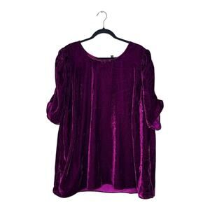 Crushed Velvet Wine Burgundy Short Puff Sleeve Dark Academia Goth Sz 3X NWT